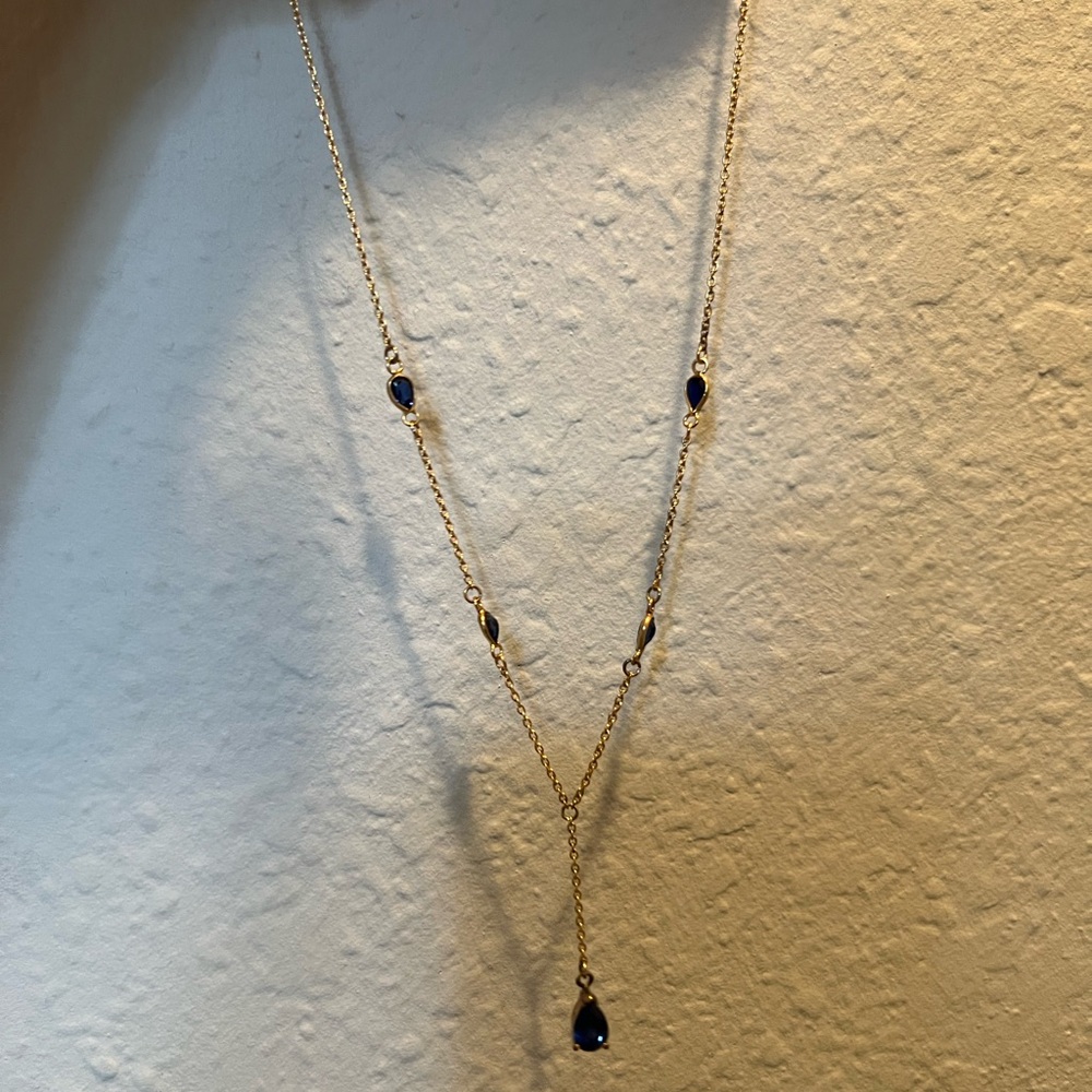 Elegant Gold and Sapphire Teardrop Necklace